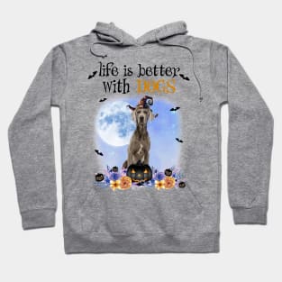 Weimaraner Witch Hat Life Is Better With Dogs Halloween Hoodie